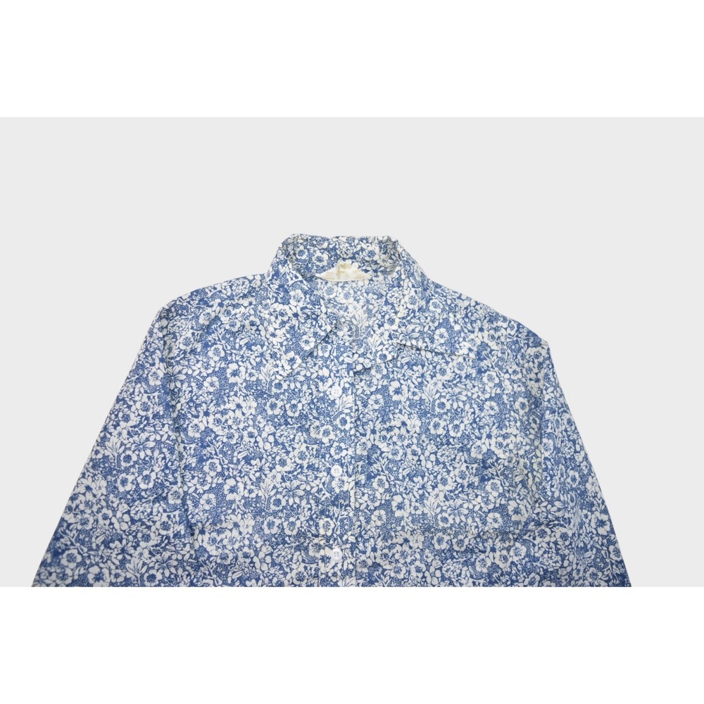 Vintage Ms Lee Shirt Womens M 14 Floral Blouse Hippy Collared Button Long Sleeve - Picture 4 of 7